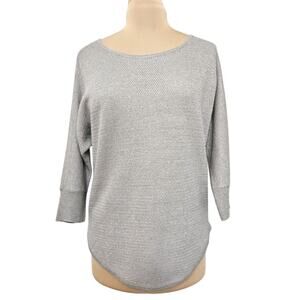 Design365 Metallic Gray Knit Scoopneck Tunic Sweater Size Large